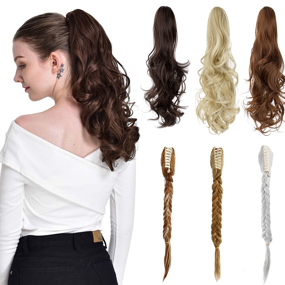 SHANGZI – Extension synthétique queue de cheval tressée, postiche queue de cheval noire pour femmes