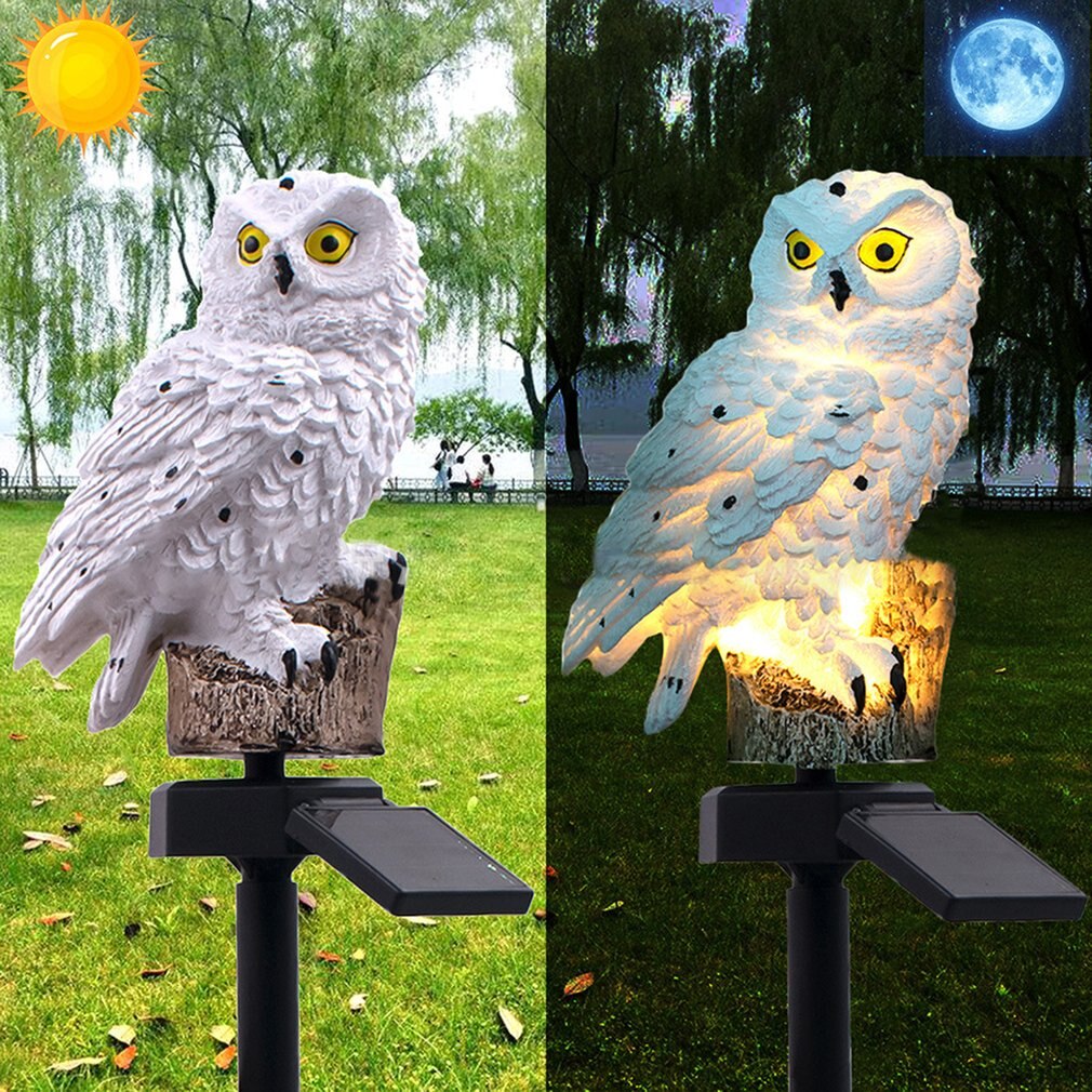 1pcs Novelty Solar Garden Lights Owl Ornament Solar Lamp Outdoor LED Light Energy Saving Light Portable Night Light Garden Decor