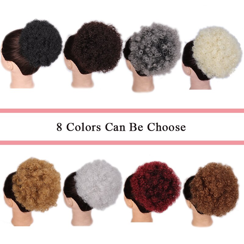 LUPU-Chignon de coiffure synthétique court | Queue-de-cheval Afro crépue bouclée et crépue avec cordon, résistant à la chaleur, en Fiber, pour femmes noires