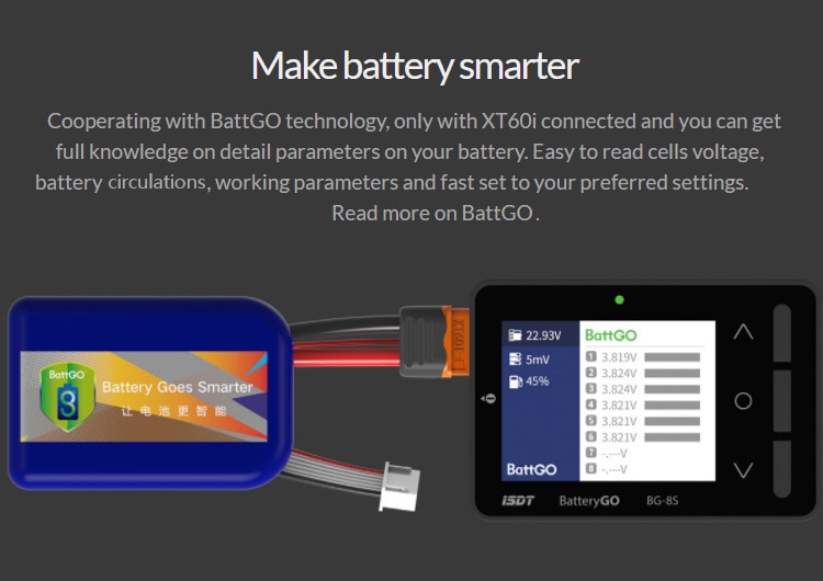 ISDT BattGo BG-8S スマートバッテリーチェッカーバランサ受信機信号テスター急速充電機能