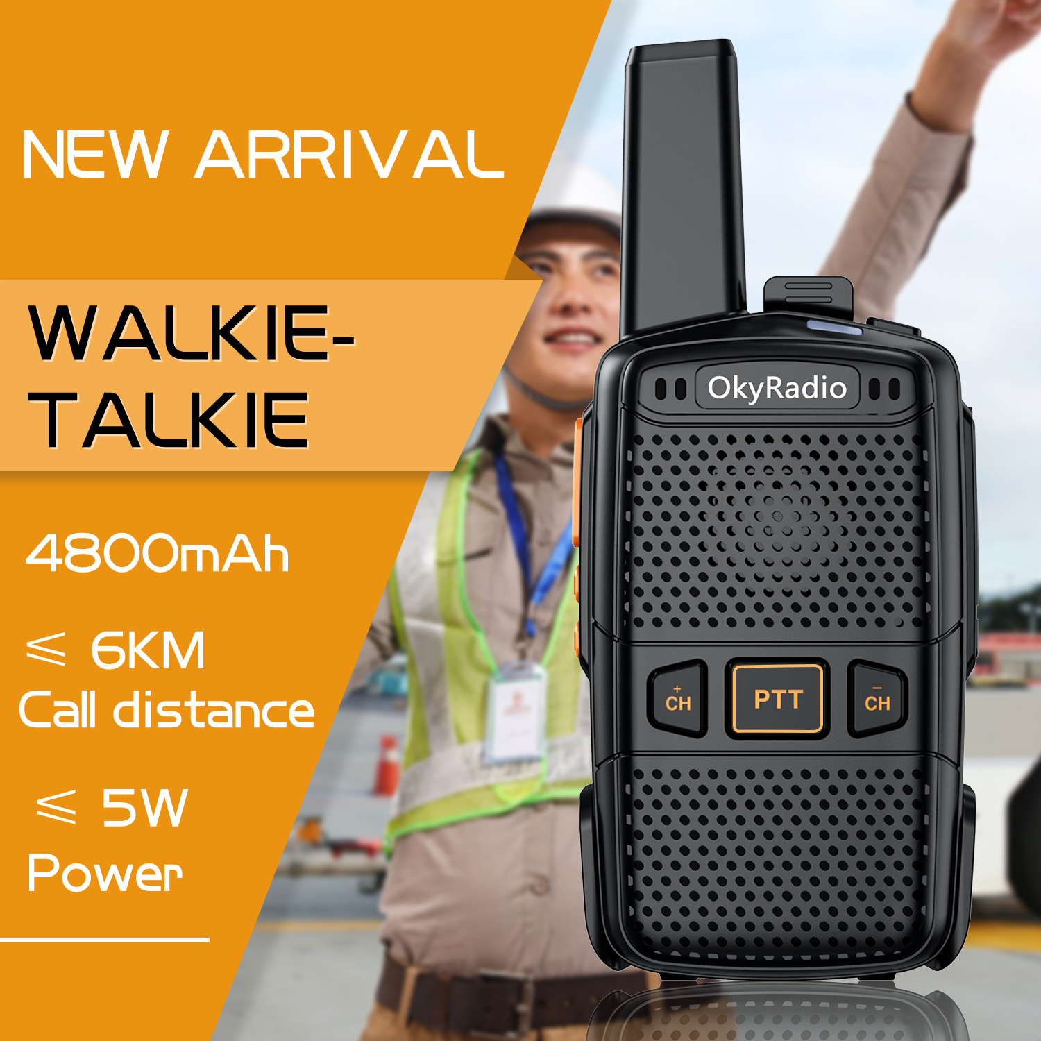 Walkie Talkie Set Draagbare Rdio Station 5W Amateur Twee Manier Ontvanger Zender Transceiver 4800Mah Usb Chargr