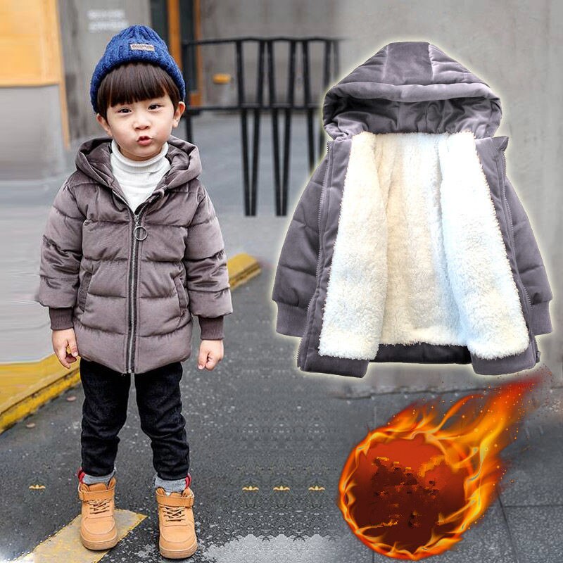 Winter Goud Fluwelen Jas Voor Jongens 2022 Mode Plus Fluwelen Dikker Warm Houden Katoenen Jas Hooded Casual Kinderen kleding