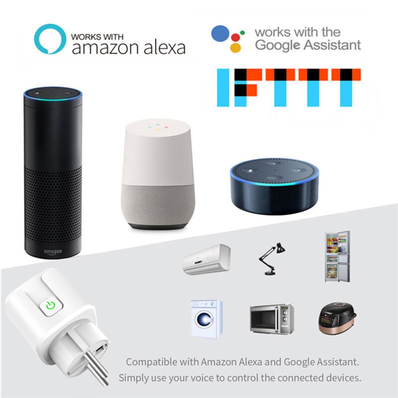 Smart Plug Socket With Power Energy Monitor EU Standard Plug Works With Alexa Google Assistant Power Energy Monitor Outlet Timer