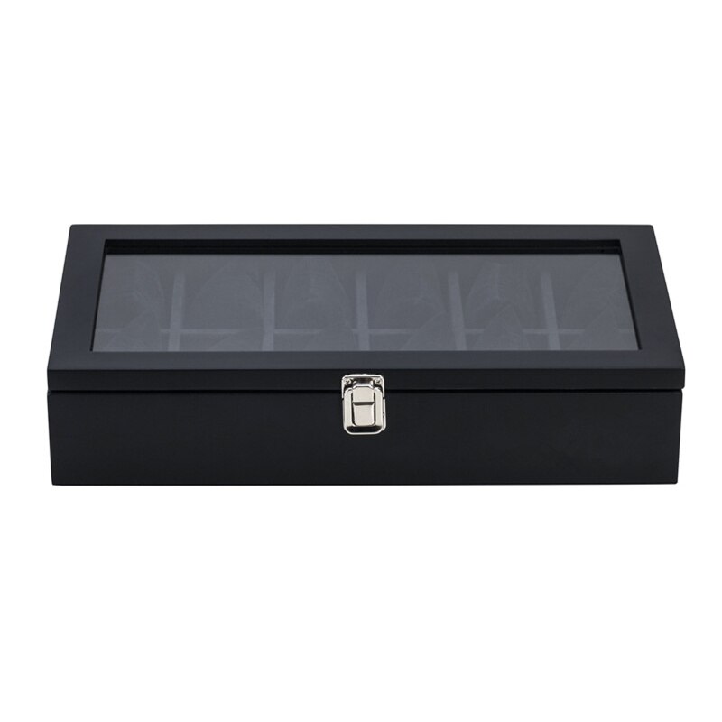 Uten Houten horlogedoos met 12 vakken, horlogekastorganizer met gouden slot en sleutel, horlogedisplay opbergdoos met afneembare horlogekussens, fluwelen voering, metalen sluiting, cadeau voor mannen Uten Houten horlogedoos met 12 vakken, horlogekastorganizer met gouden slot en sleutel, horlogedisplay opbergdoos met afneembare horlogekussens, fluwelen voering, metalen sluiting, cadeau voor mannen
