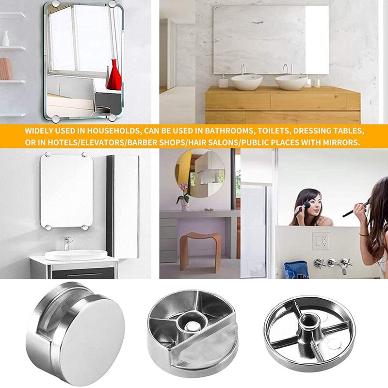 8 Pcs Mirror Clip Set Mirror Holder Clips Zinc Alloy Mirror Holders for Walls Fixed Fitting for 3-5mm Thick Mirror