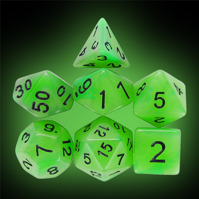7 stücke würfel Leuchtende Digitale Würfel Für TRPG Spiel polyedrisch D4-D20 Multi einseitig Acryl Würfel #1h07