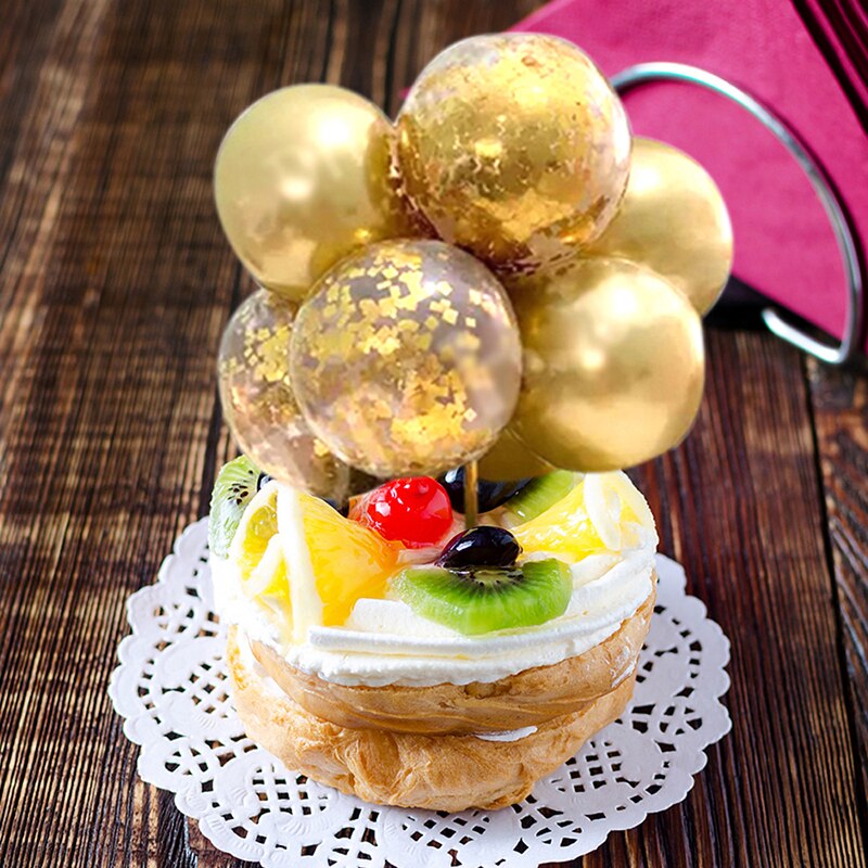 10Pcs 5 Inch Metalen Ballon Cake Topper Confetti Ballon Cake Topper Balonsfor Bruiloft Verjaardag Baby Shower Decor Home Decoration: Type 1