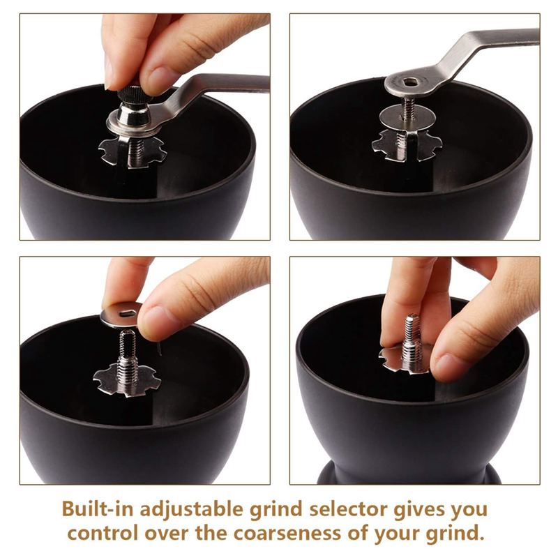 Kaffekvern manuell kaffekvern med keramiske grader, håndkaffekvern med til glasskrukker børste og spiseskje scoop