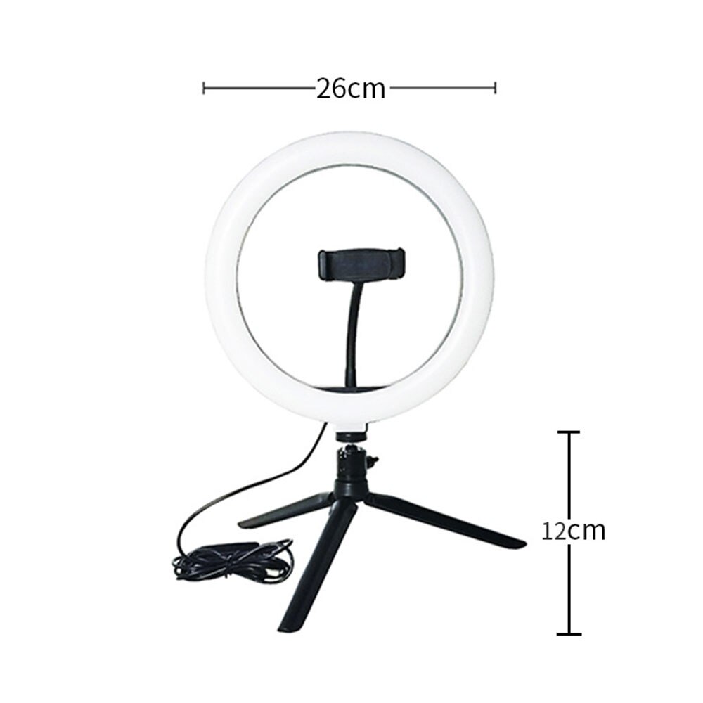 Photography LED Selfie Ring Light 26cm Dimmable 10inch USB Camera Phone Studio Ring Lamp With Tripods For Makeup Video Live