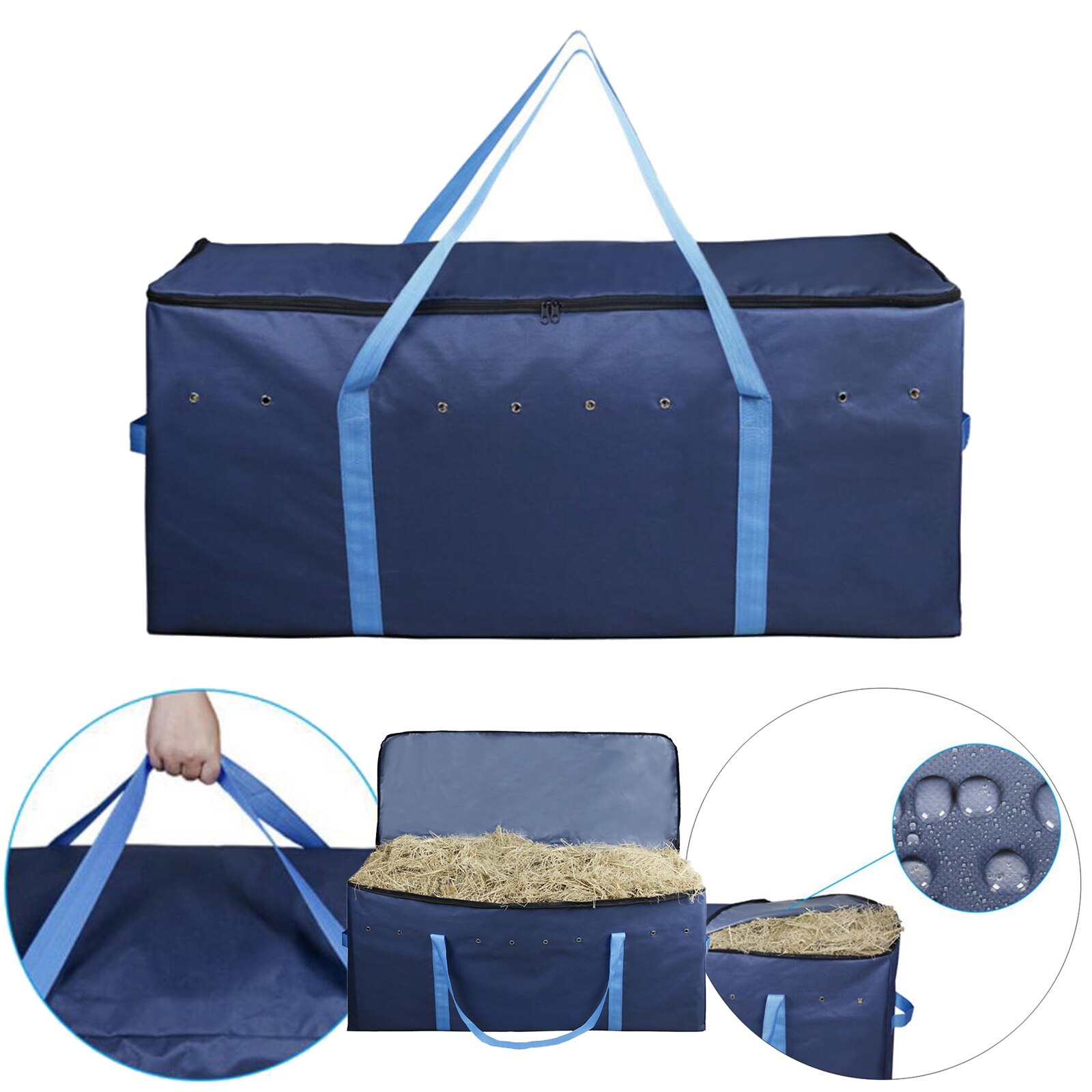 Foldable Portable Large Heavy Duty Hay Bale Bag Livestock Horse Zipper Tote
