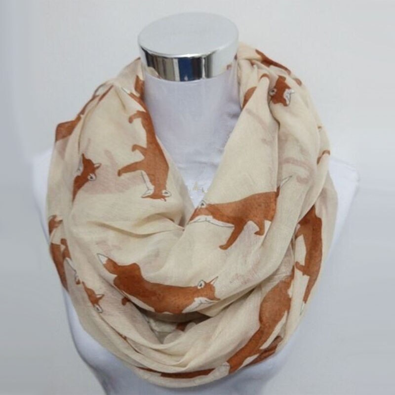 Nowa moda lis nieskończoność szalik gorąca sprzedaż wiskoza kobiety pierścień szaliki zwierząt szalik lis koło szalik