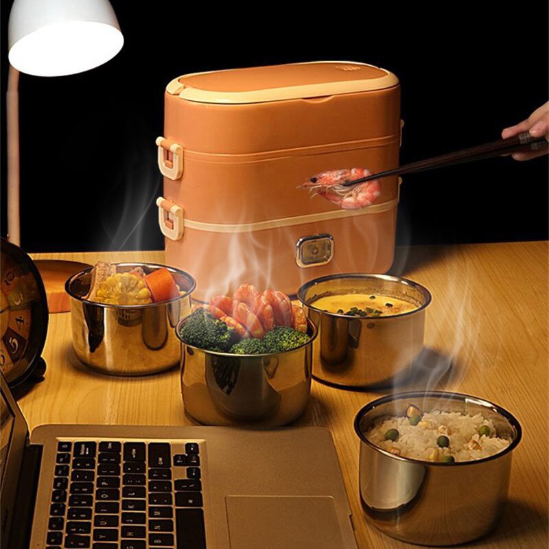 Neweu / uk stik mini ris komfur termisk opvarmning elektrisk madkasse bærbar mad damper madlavning container måltid madkasse