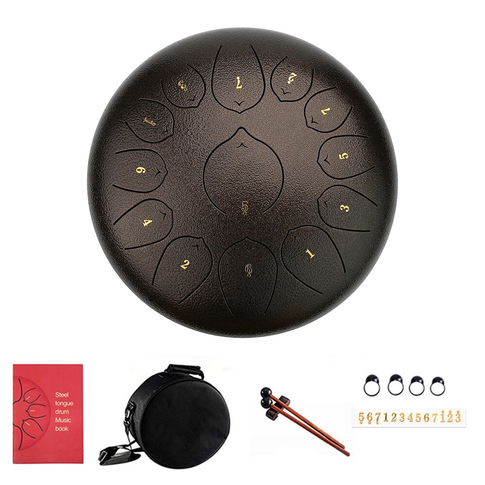 12 Inch 13 Notes Drum Kit Steel Tongue Drum Empty Spirit Drum Flower Style With Mallets Percussion Instrument Accessories: Sorrel