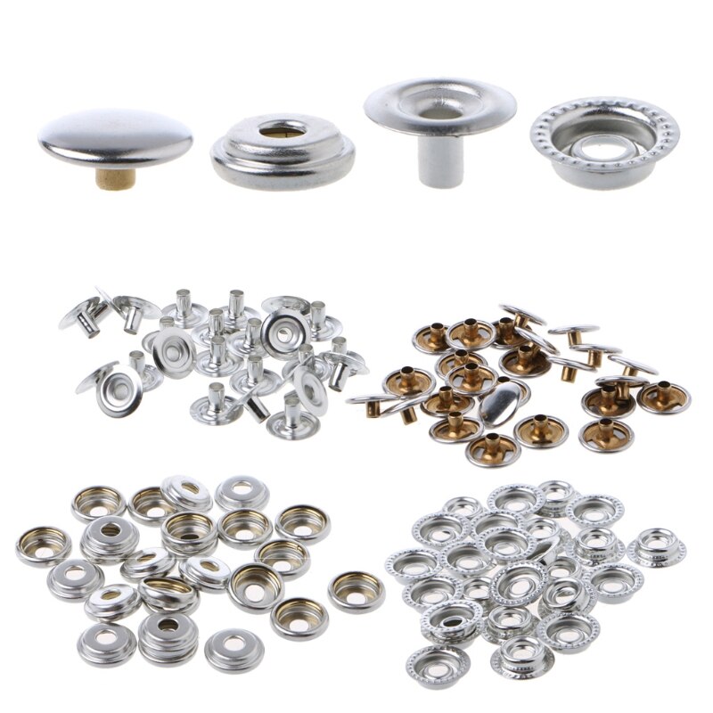 100 Pcs Stainless Steel Snap Fastener Press Stud Cap Button Marine Boat Canvas