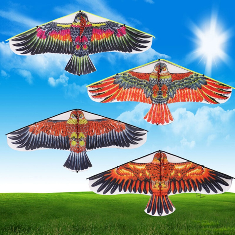 1M Platte Eagle Kite Met 30 Meter Kite Lijn Kinderen Vliegende Vogel Vliegers Windzak Outdoor Speelgoed Tuin Doek Speelgoed voor Kids