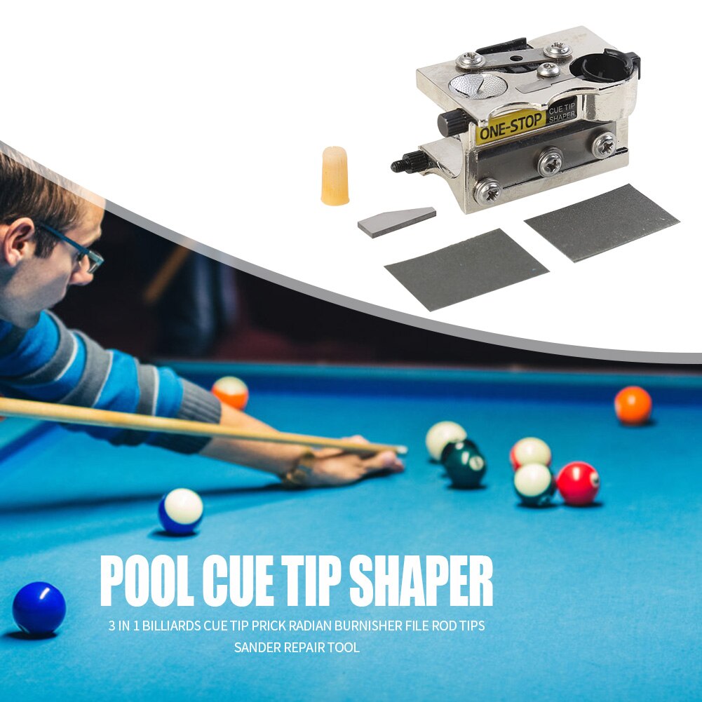 Argent un arrêt billard pointe Shaper acier inoxydable multifonctionnel piscine queue pointe outil de réparation accessoires de billard