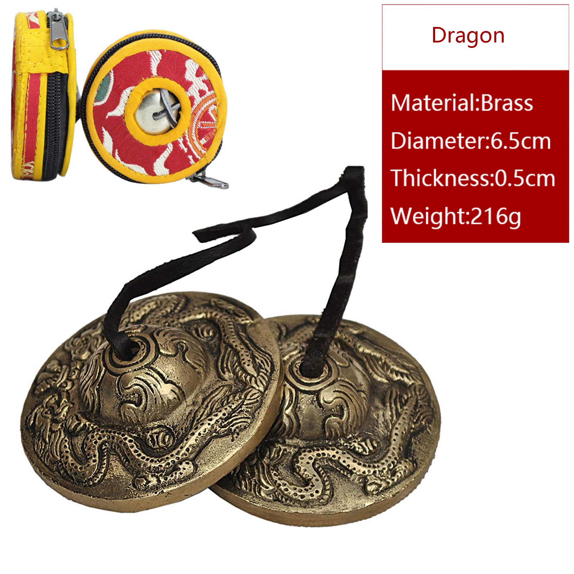 Campanilla de Tingsha tibetana hecha a mano con Om/nube de la suerte/Mantra, platillos de nepalí, el mejor para sanación de sonido de meditación: Double Dragon