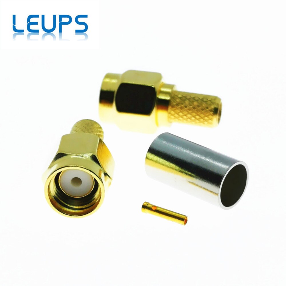 Conector SMA 10 Uds macho o RP-SMA macho (Pin hembra) Jack Crimp RG58 LMR195 RG142 RG400 RG223 RF