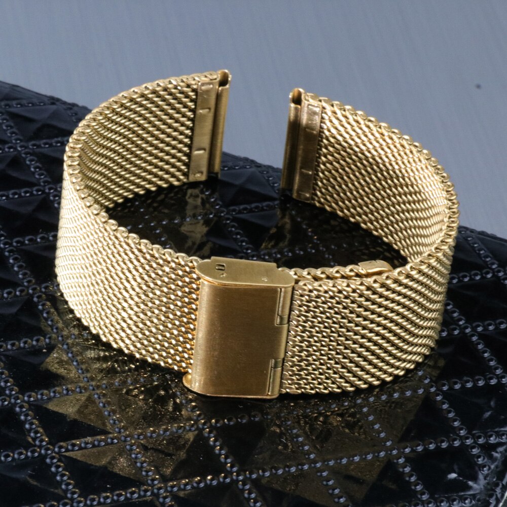 Strap 20mm 22mm Stainless Steel Milanese Watch Band Women Mesh Belt Replacement Strap Black Gold Rose Gold Silver Blue for DW: gold / width  22MM