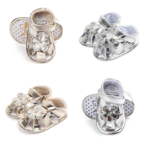 Summer 0-18M Baby Girls Floral Sandal Anti-Slip Leather Crib Shoes Prewalker Cute Casual Soft Shoes