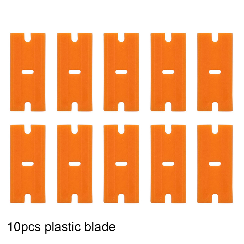 Lames de rasoir en plastique/métal, grattoir de nettoyage de vitres, emballage en Fiber de carbone, autocollant d'enveloppe de voiture en vinyle, outil de retrait de raclette 10 pièces: Or