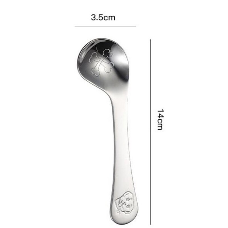 Baby Gadgets Tableware Set Children Utensil Stainless Steel Toddler Dinnerware Cutlery Cartoon Infant Food Feeding Fork Spoon: Cat print