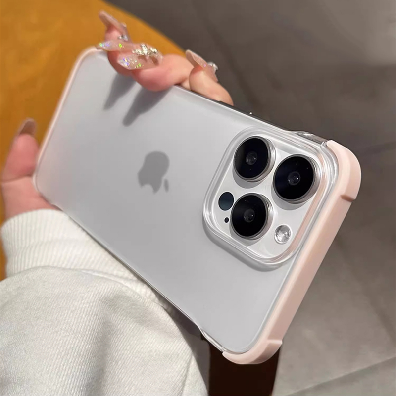 Funda de teléfono transparente mate ultrafina sin marco para iPhone 15Pro 14 13 12 15 Pro Max cubierta trasera translúcida de PC dura a prueba de golpes: Lona / Rosa