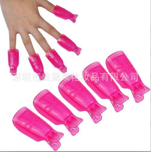 10 stk plastic nail art gennemvæde cap clips uv gel polish remover wrap værktøj væske til fjernelse af lak manicure værktøj tslm 1: 01 rose rød