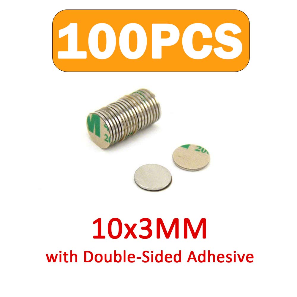 10 x 3 mm starke Magnete, 20 Stück starke Magnete, robuste Neodym-Scheibenmagnete mit doppelseitigem Kleber für Büromagnete: Rot