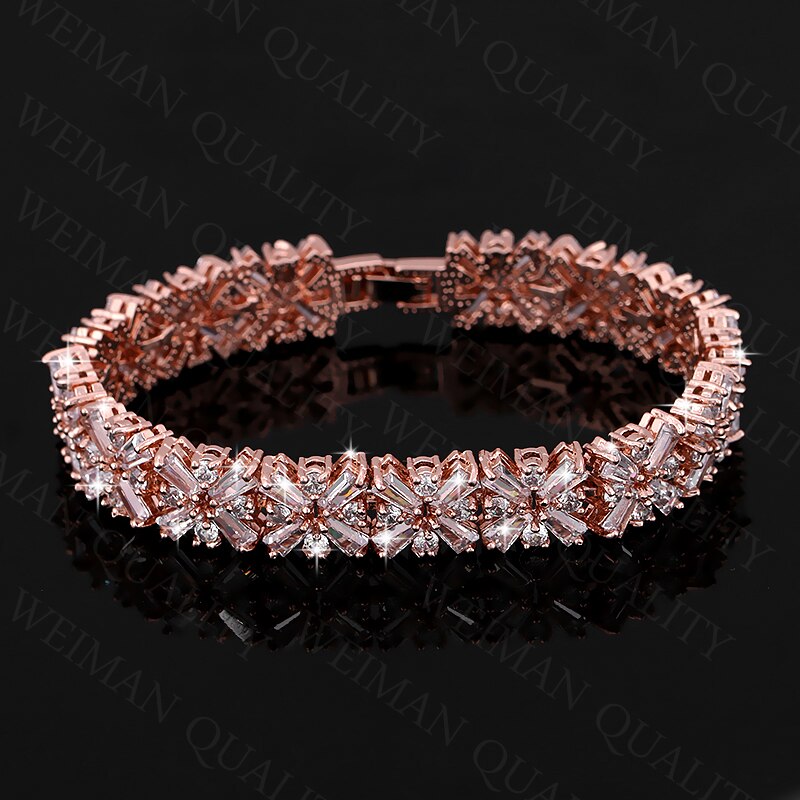 WEIMANJINGDIAN Luxury Cubic Zirconia Crystal CZ Tennis Bracelets for Women Bride or Bridesmaid