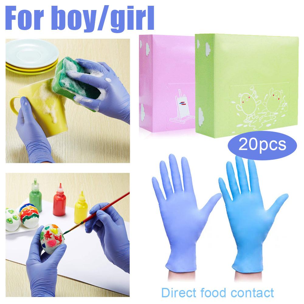 Guantes de nitrilo desechables para niños y niñas, manoplas para pintar con Graffiti, barro, d2, 20 unidades