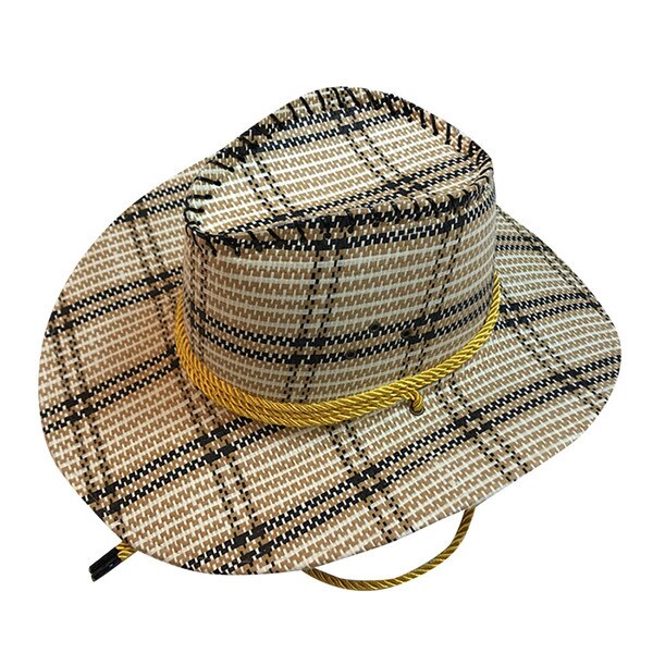 Unisex Western Cowboy Hat For Gentleman SombreroWide Brim Straw Cap L0402: F