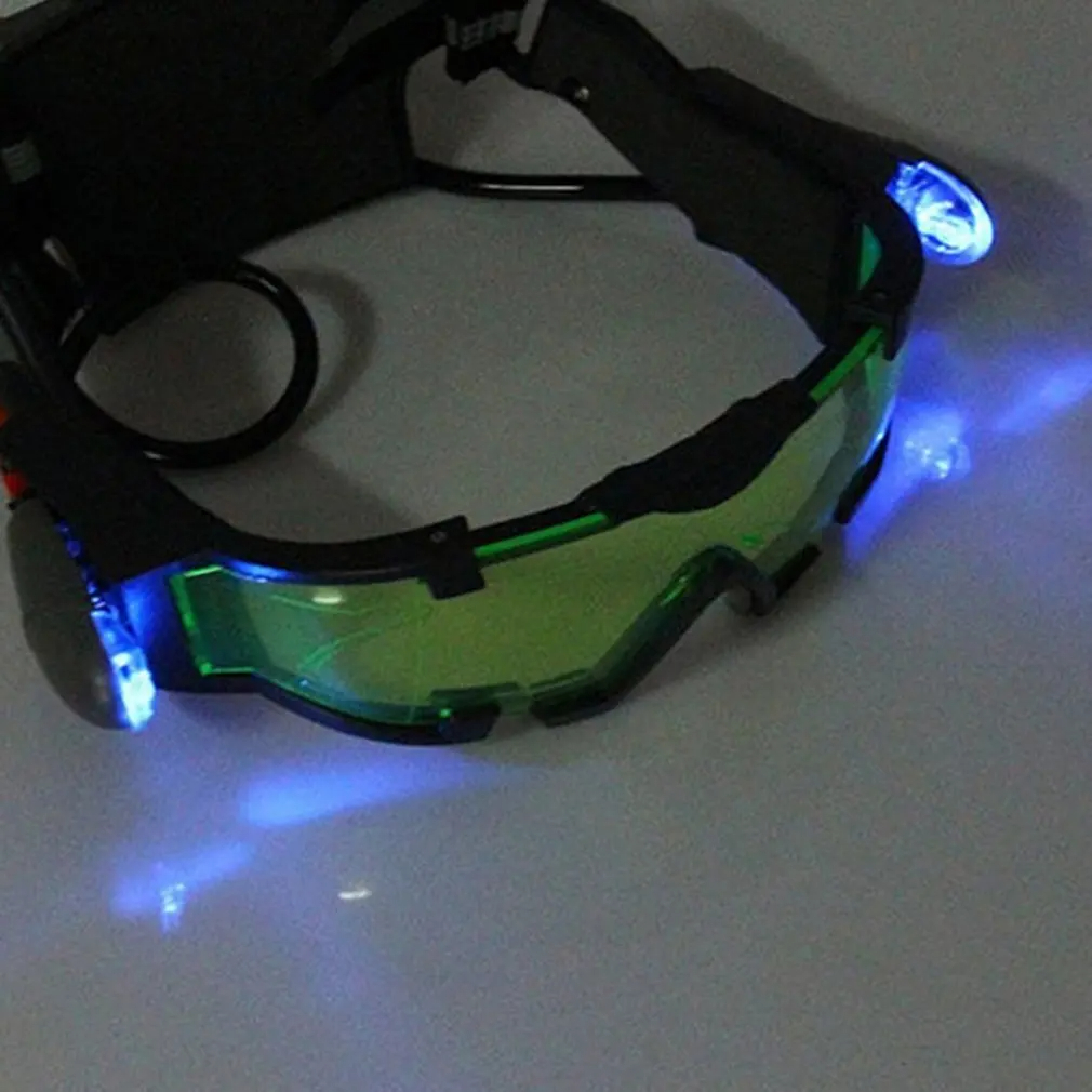 Justerbare led-nattesynsbriller motorcykel motorcykel racer jagtbriller briller med udklappeligt lys vindtæt