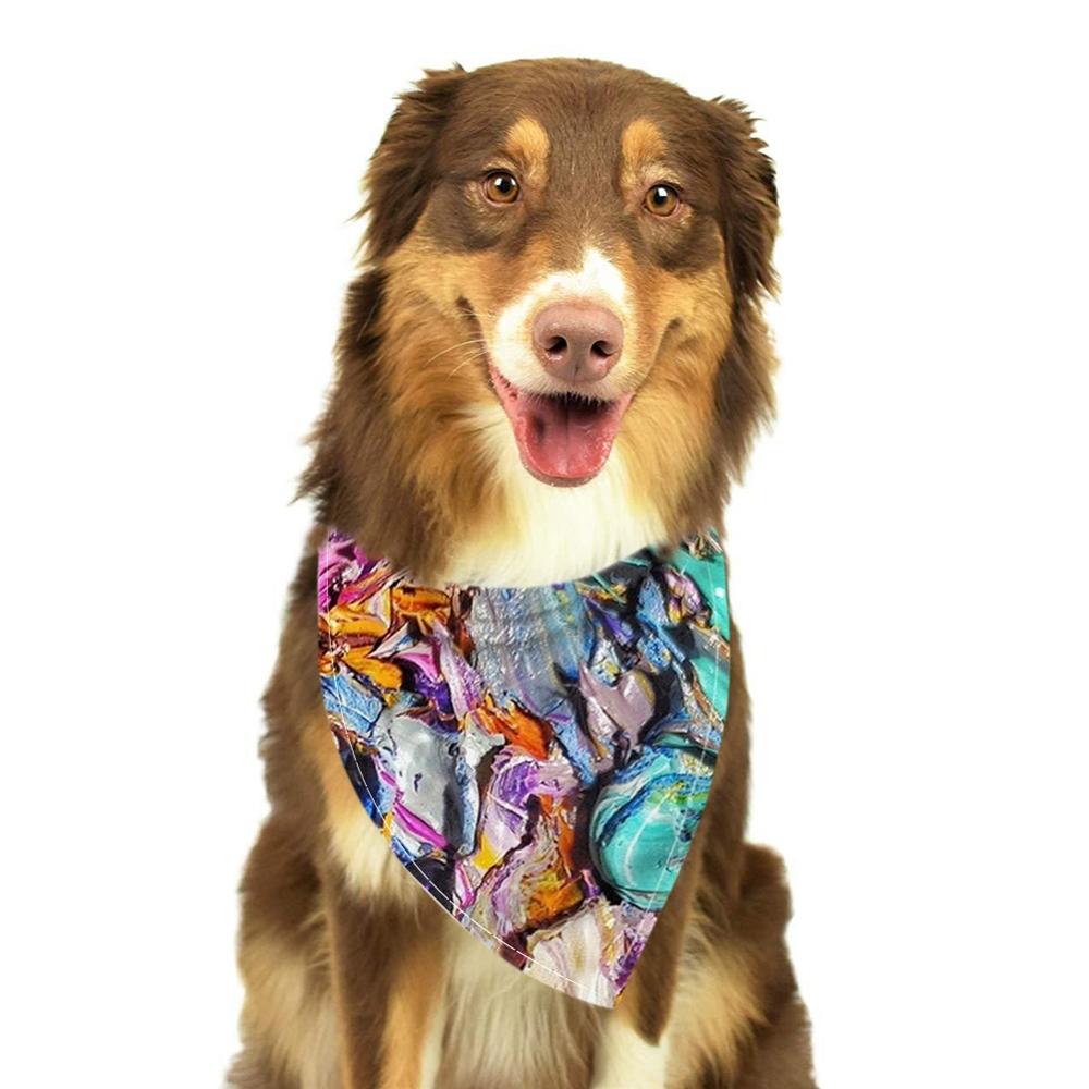 Akvarell maling kjæledyr skjerf for hund vaskbart sløyfebånd bandana halsbånd katt hund skjerf tilbehør: Jeg / 34 x 34 x 50cm