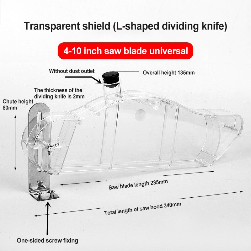 Couvercle de protection pour scie de Table, bricolage, coque de sécurité, support universel, outil de distribution, tuyau Transparent Anti-poussière, routeur à bois: L tpye1