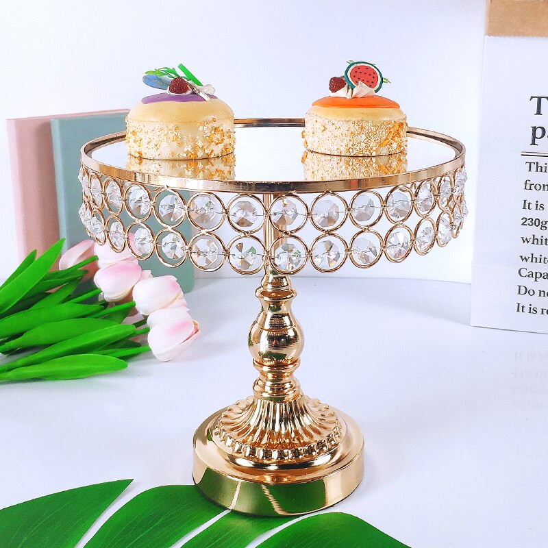 Goud Acryl Spiegel Metalen Cake Stand Ronde Bruiloft Verjaardag Party Dessert Cupcake Voetstuk Display Plaat Home Decor