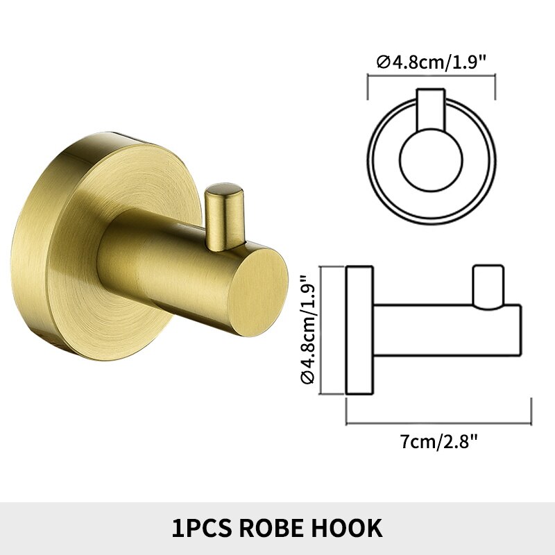 Badkameraccessoires Handdoekenrek Plank Papierhouder Roestvrij staal Toiletborstelhouder Handdoekring Robe Hook Hanger Chroom: Donker Kaki
