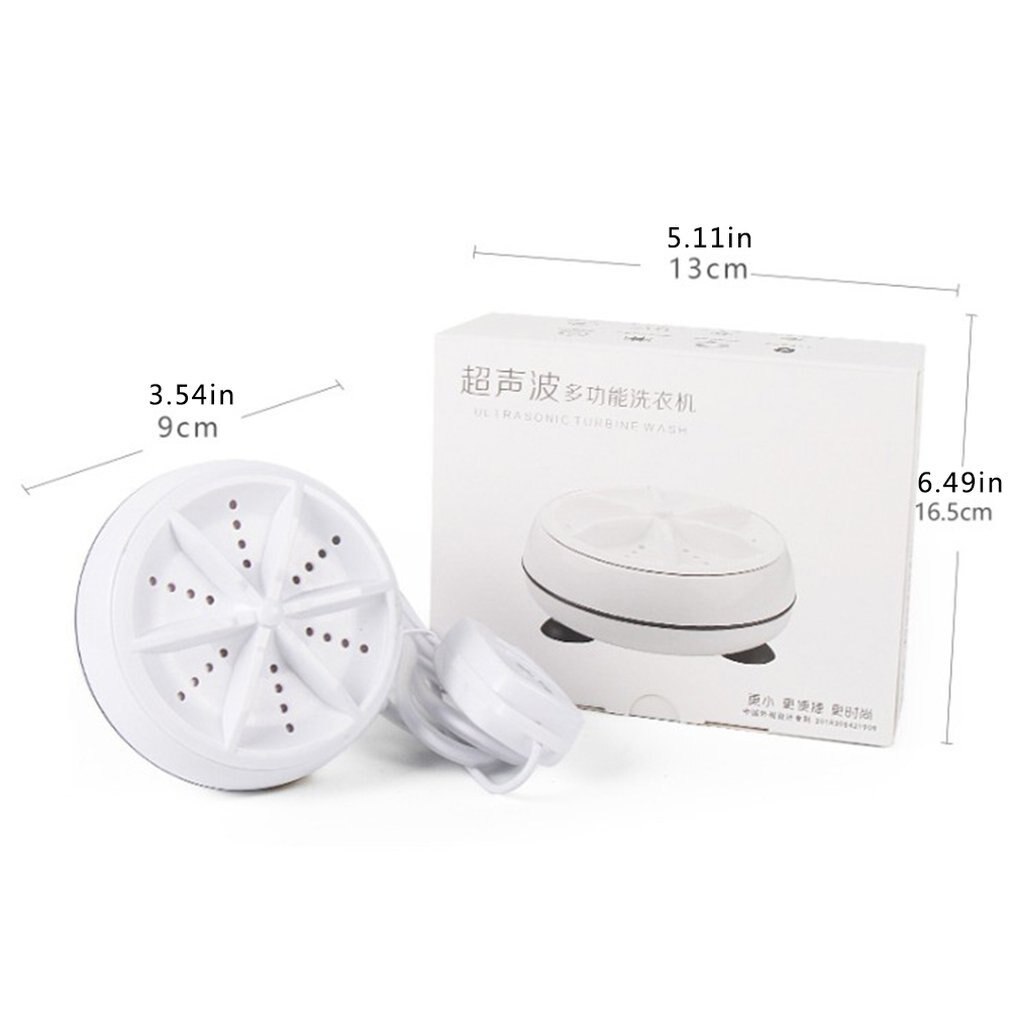 Mini Ultrasonic Washing Machine Portable Turbo Personal Rotating Washer Convenient Home Business Travel USB