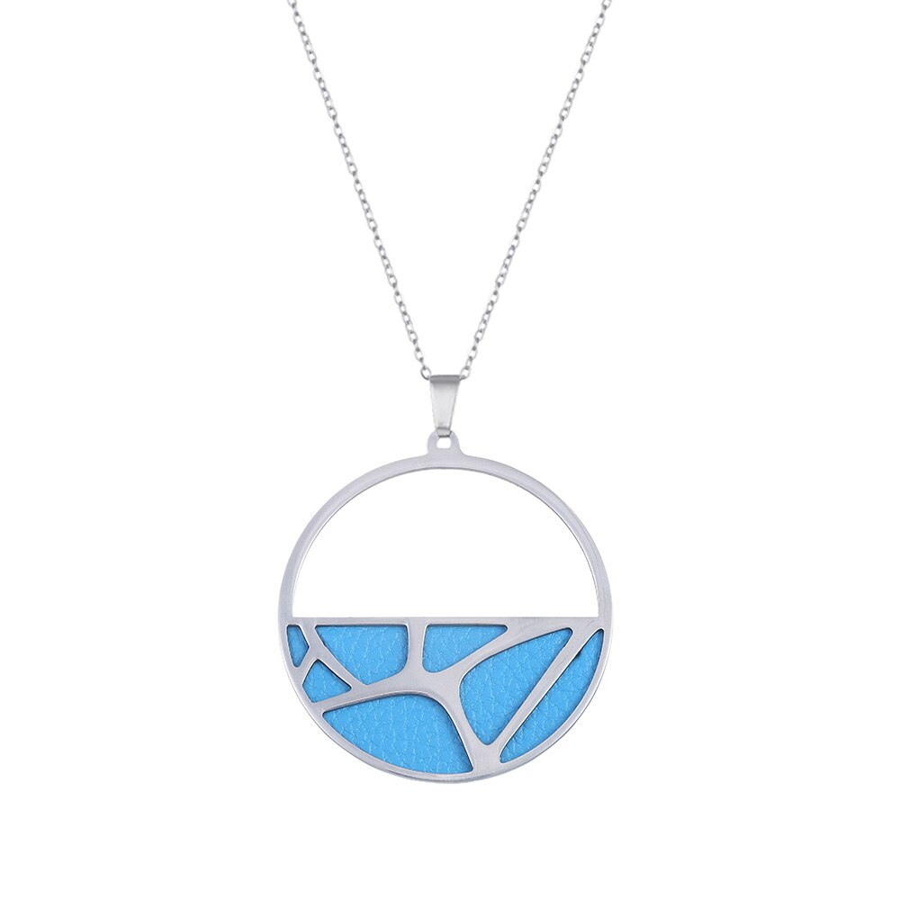 Cremo Reversible Pendant Necklaces Argent Stainless Steel Interchangeable Leather Necklace Collier femme bijoux georgette: Blue and White