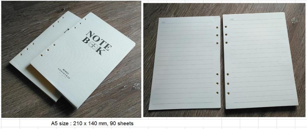 A5 a6 folha solta reenchida bloco de notas de papel almofada de escrita sketchbook compostion livro para caderno planejador livro material escolar escritório: A5 size C style 2PCS