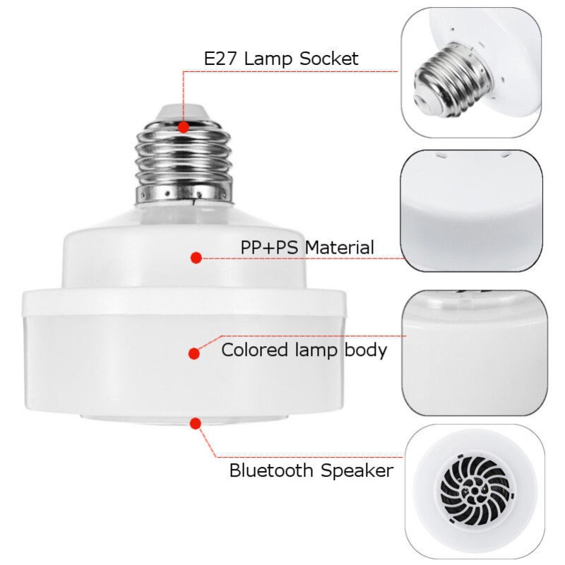 Wireless Bluetooth E27 LED Bulb RGB Speaker With Lamp And Music Play Control By Phone Smart Control APP