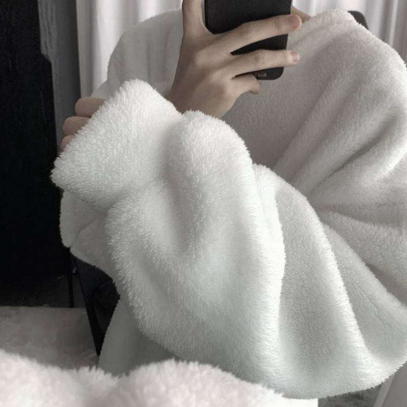 Plus Fluwelen Dikke Hoodie Mannen Warme Mode Effen Kleur Casual O-hals Sweatshirt Mannen Streetwear Hip-Hop Losse Trui hoodies