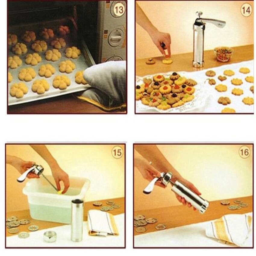 Manual Cookie Press Stamps Set Baking Tools 24 In 1 With 4 Nozzles 20 Cookie Molds Biscuit Maker Cake Decorating Extruder
