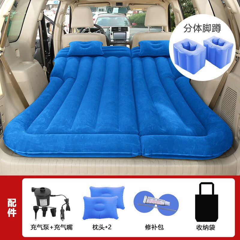 Colchón de aire inflable Universal para SUV, alfombrilla de viaje para dormir al aire libre, esterilla de acampada, almohadilla de escape trasera para niño, asiento trasero de coche: Type 2 Blue