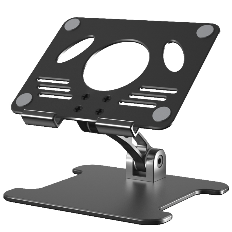 Aluminium desktop tablet stativ dobbelt akse højde/vinkel justerbar smartphone holder tablets tegne stativ til iphone ipad: Sort