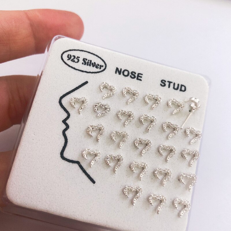 Hellolook 24er -set nasenringe und ohrstecker 925 kleinen zirkonia-herzen – piercingschmuck für damen