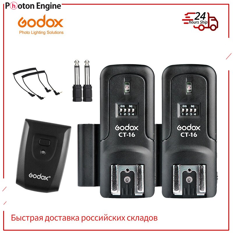 Godox CT-16 16 Channels Wireless Radio Flash Trigger Transmitter + 2x Receiver Set for Canon Nikon Pentax Studio Speedlite Flash