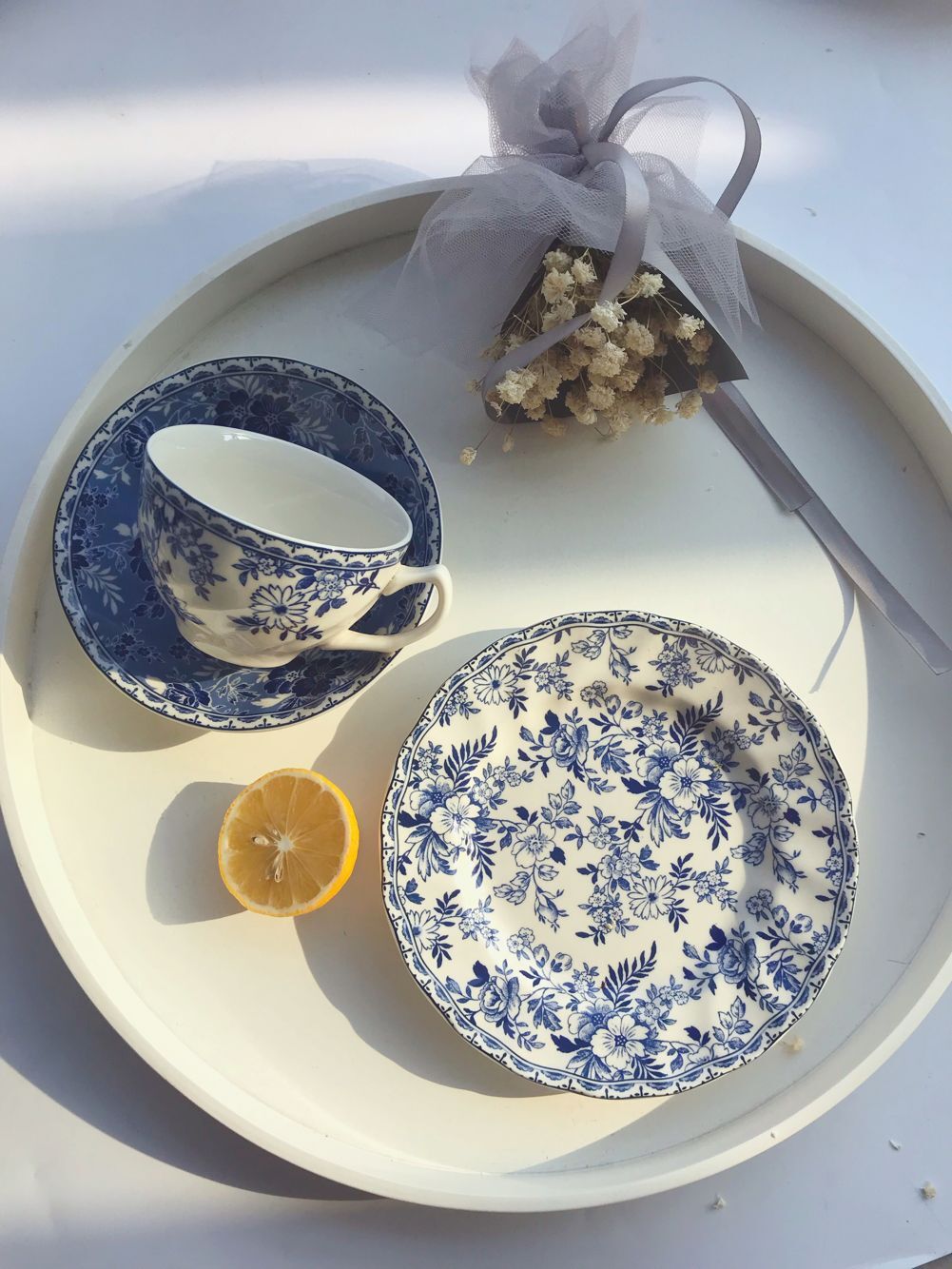 Britse Retro Blauw En Wit Porselein Servies Steak Plaat Foto Bloem Dessertbord Soep Plaat Kom