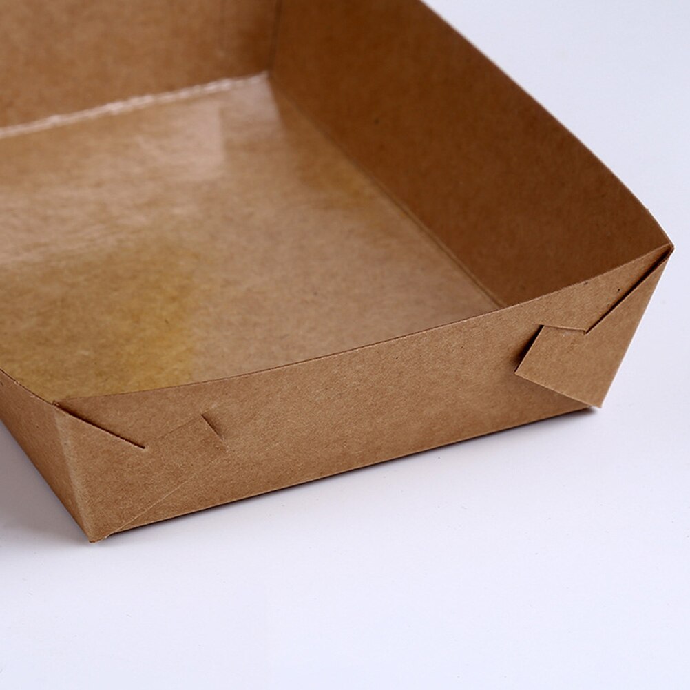 50 stk papir mad serveringsbakke kraft engangs båd form snack åben boks pommes frites kyllingekasse til restaurant køkken