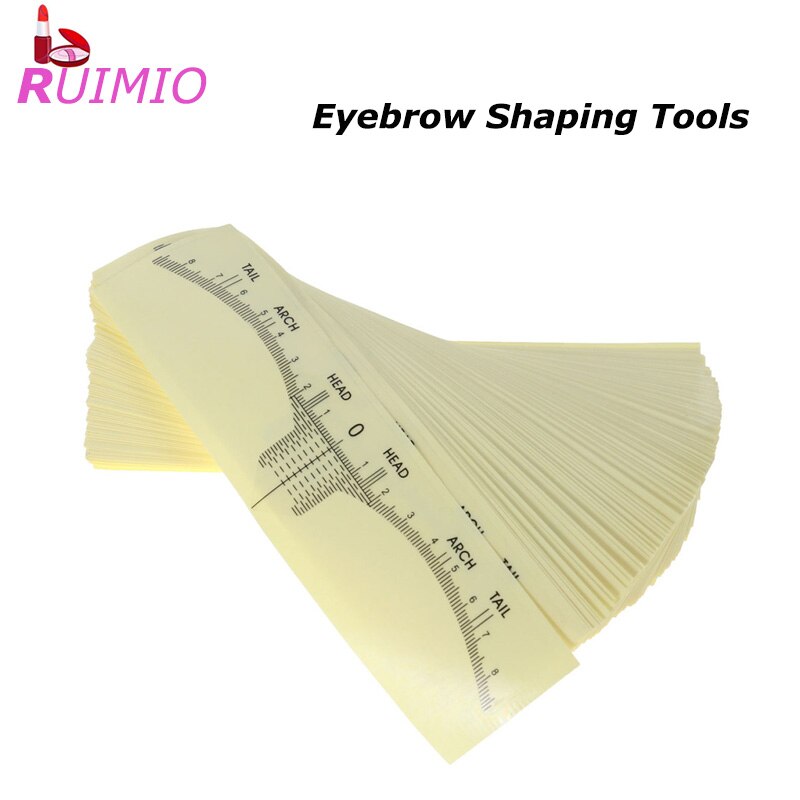 100 PCS Disposable Eyebrow Ruler Stickers Permanent Makeup Adhesive Eyebrow Microblading Ruler Guide Eyebrow Shaping Tools